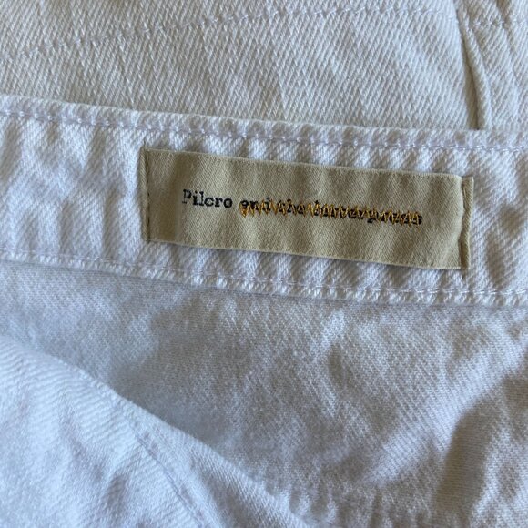 White Button-Front Frayed Hem Denim Mini Skirt By Anthropologie Minimalist S - Picture 6 of 8